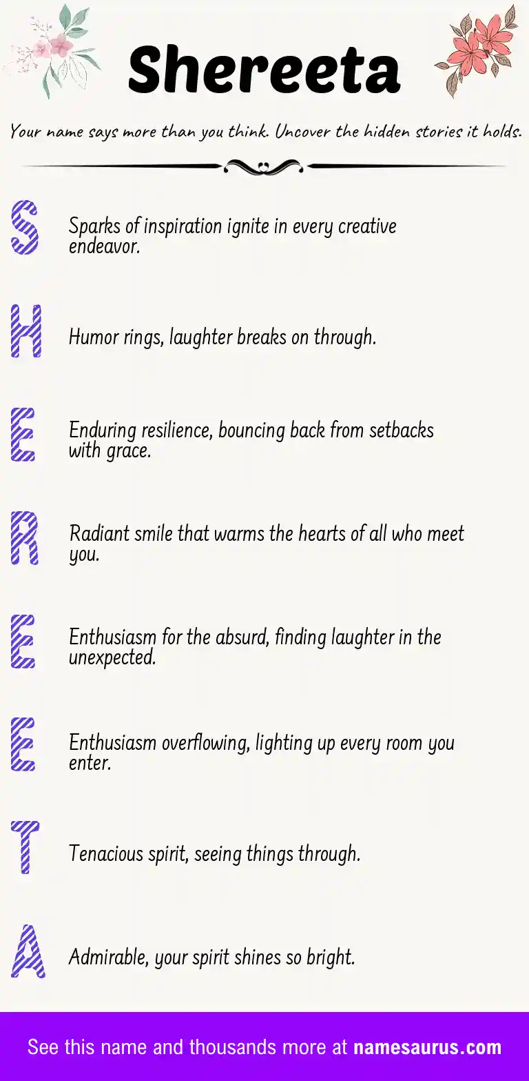Acrostic poem about Shereeta.