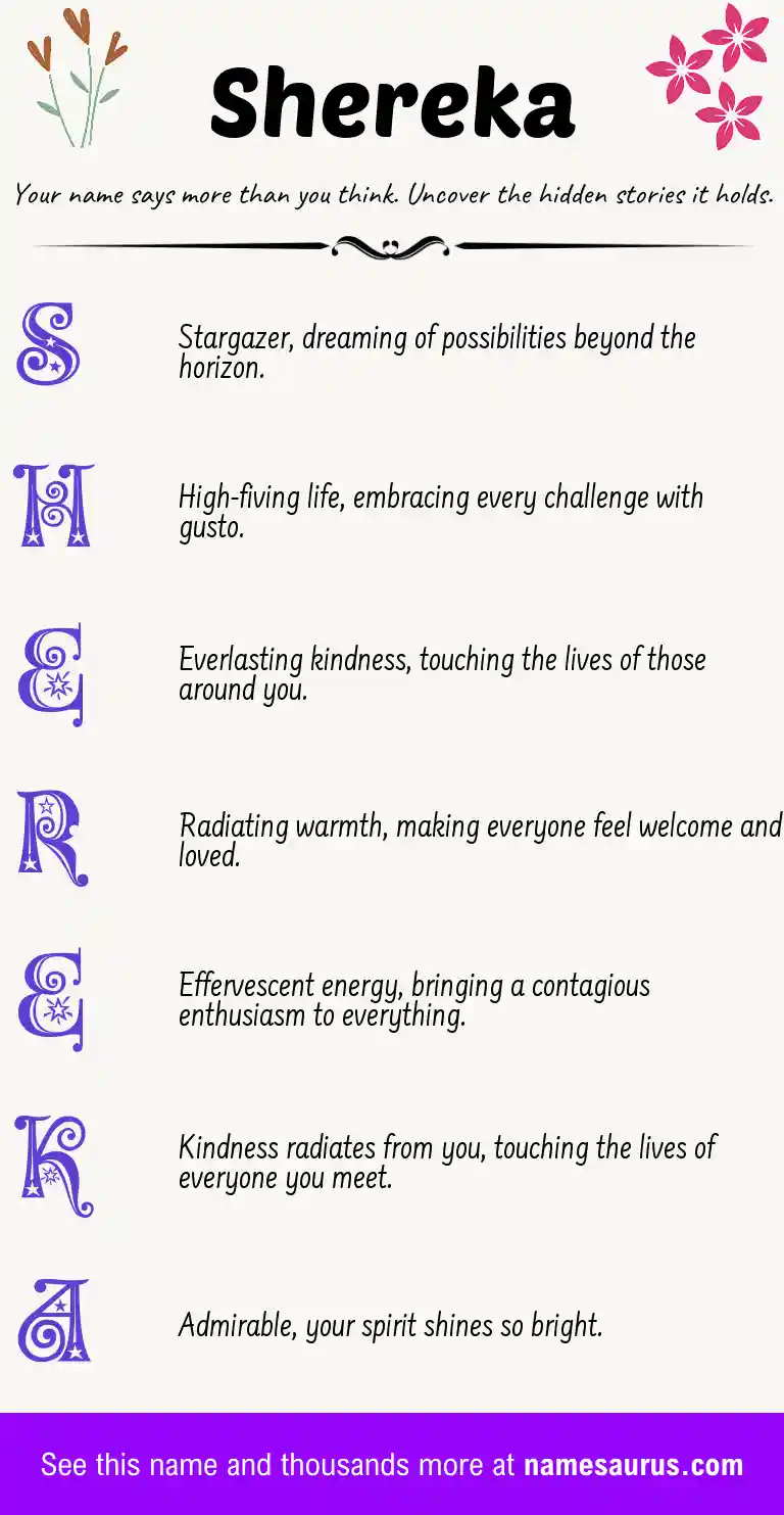 Acrostic poem about Shereka.