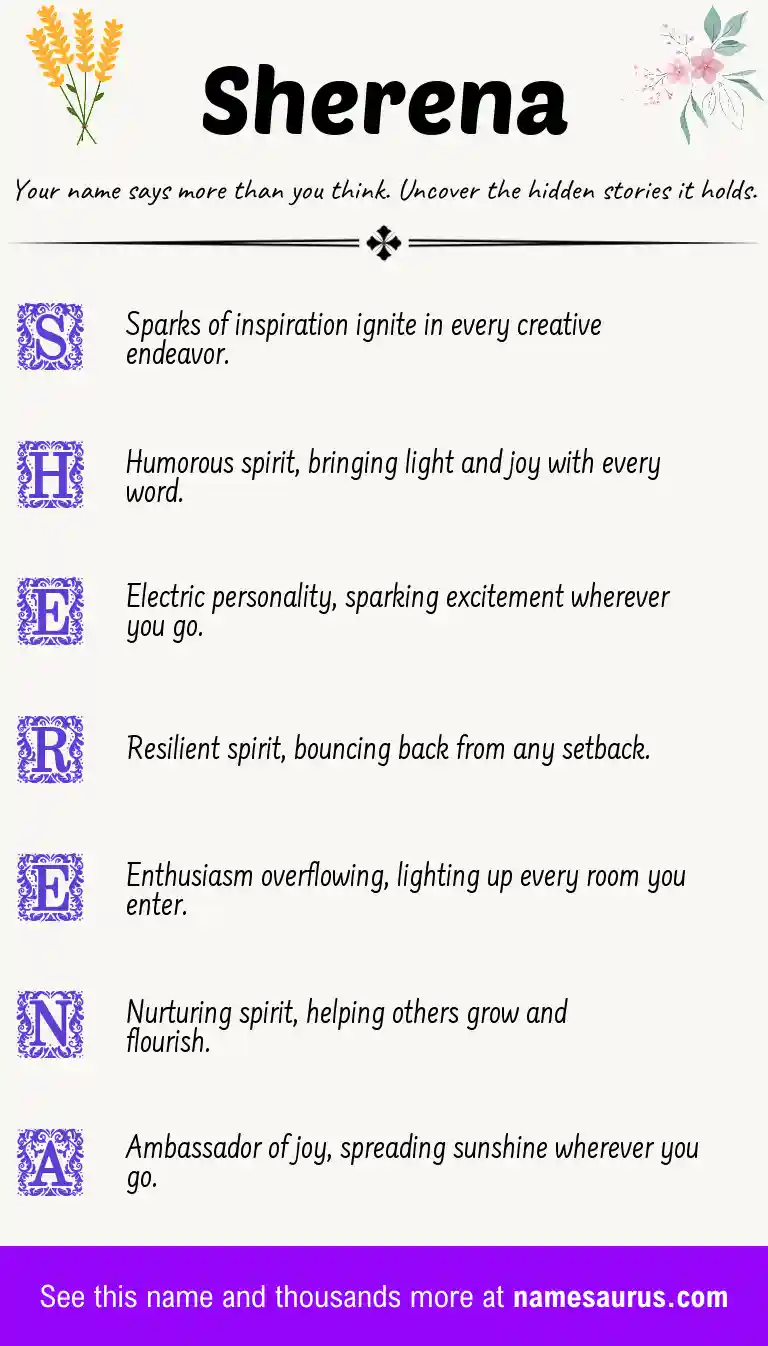 Acrostic poem about Sherena.