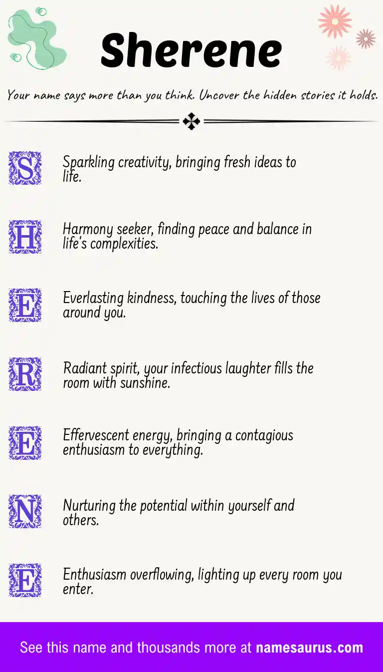 Acrostic poem about Sherene.