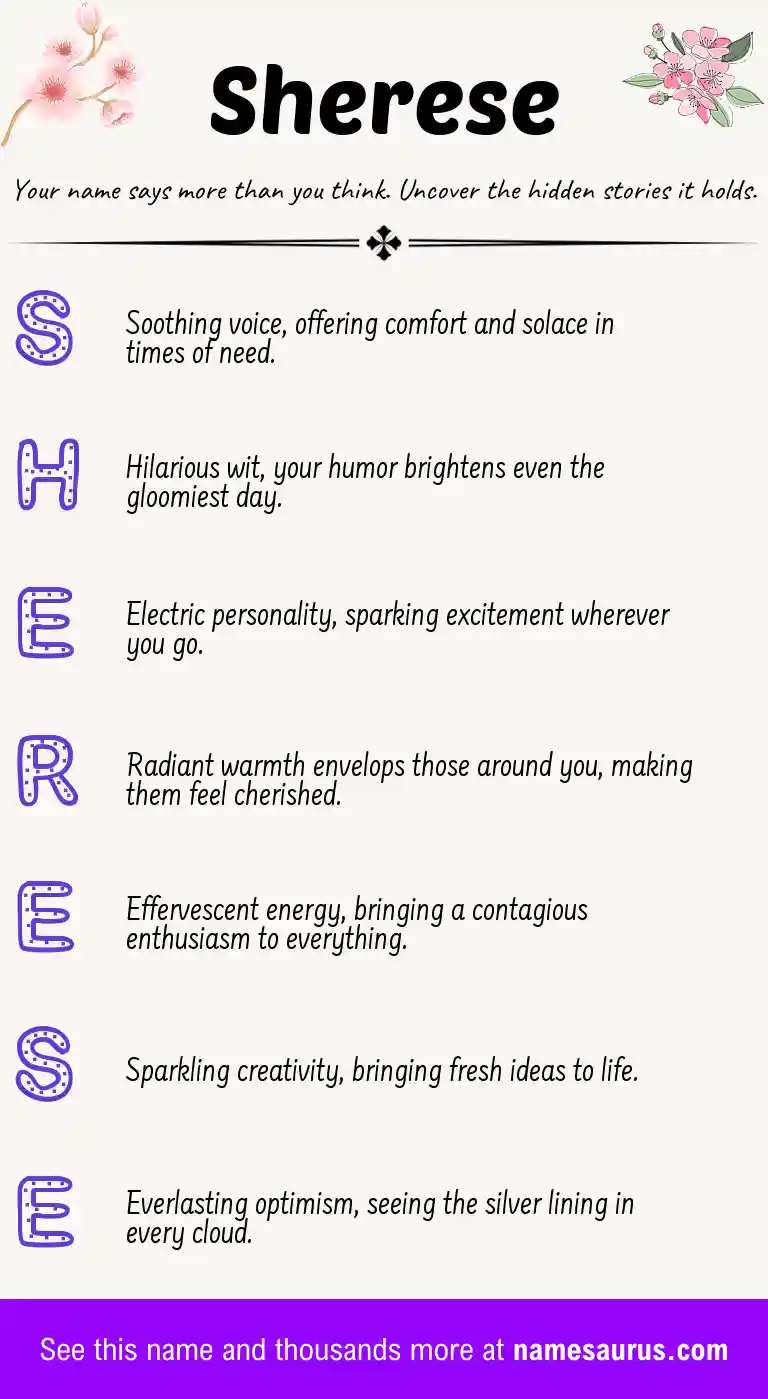 Acrostic poem about Sherese.