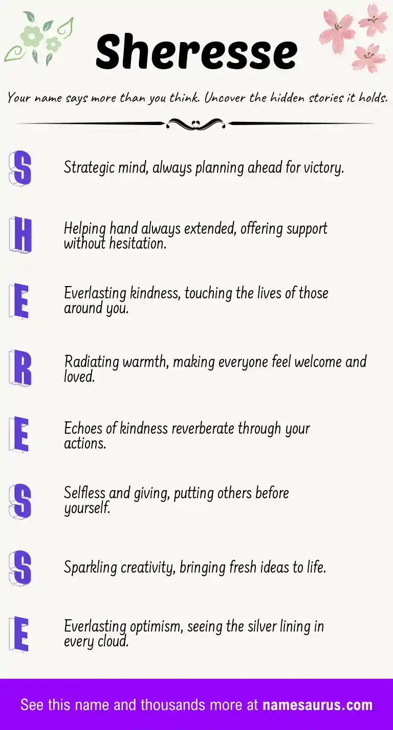 Acrostic poem about Sheresse.