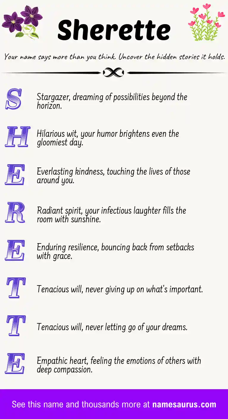 Acrostic poem about Sherette.