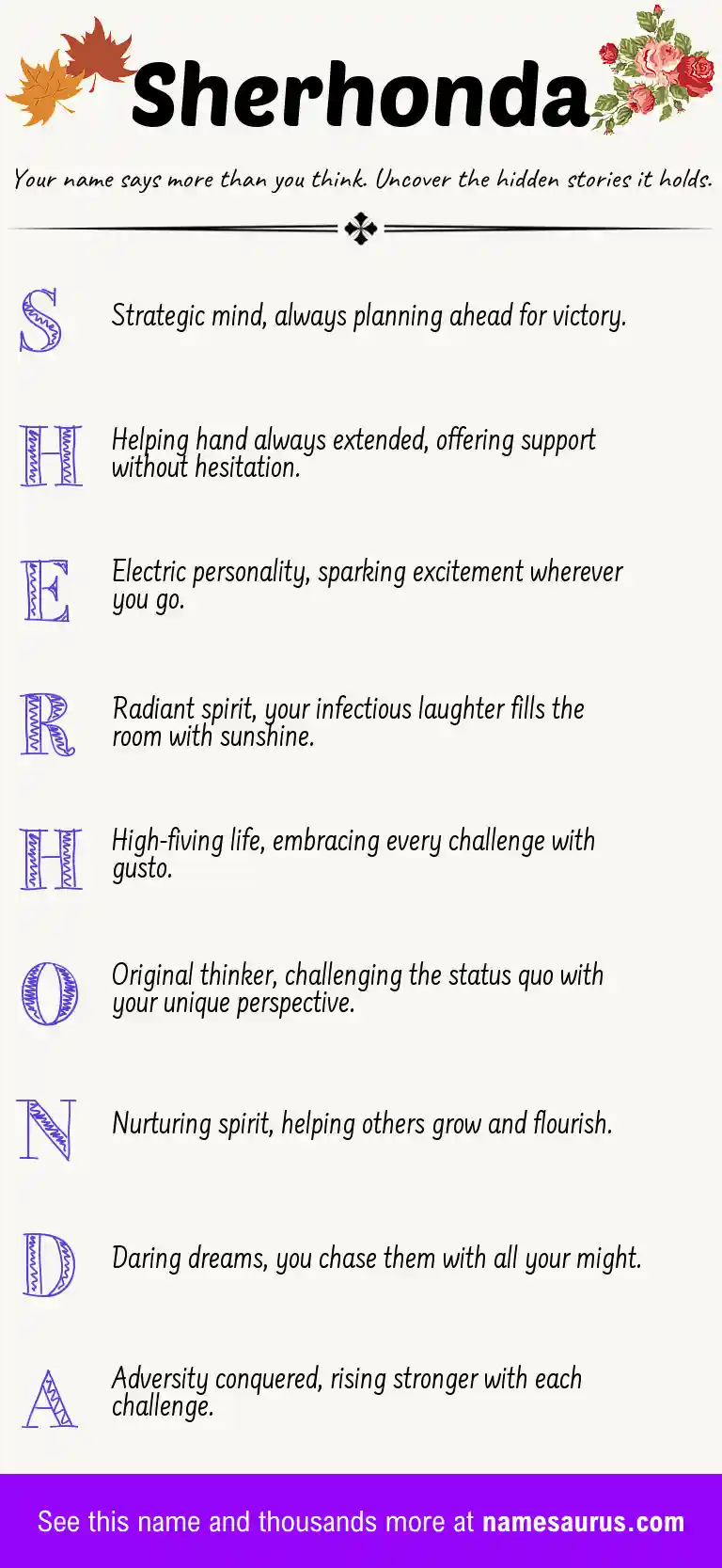 Acrostic poem about Sherhonda.