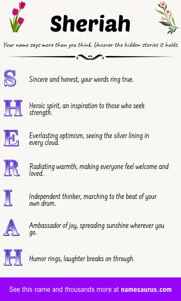 Acrostic poem about Sheriah.