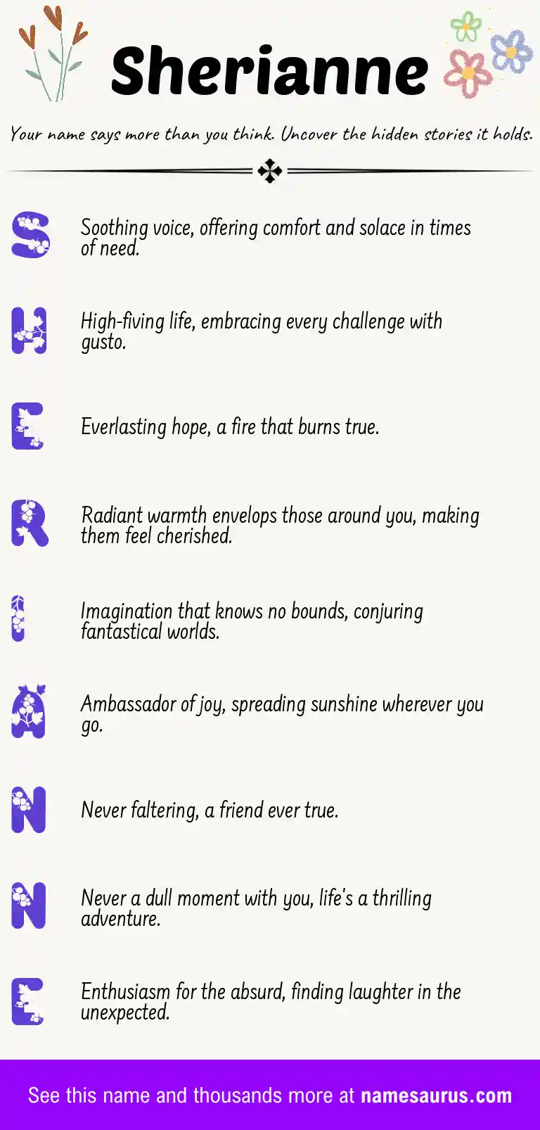 Acrostic poem about Sherianne.