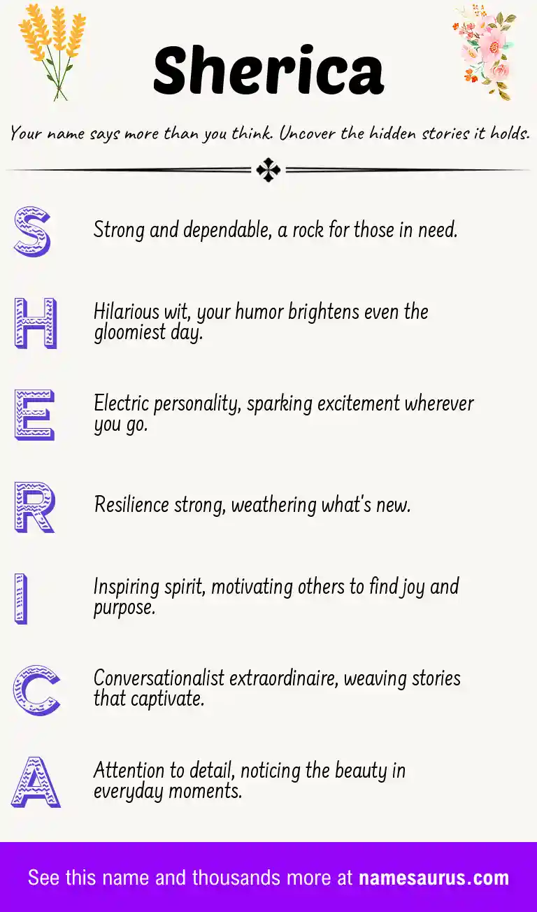 Acrostic poem about Sherica.