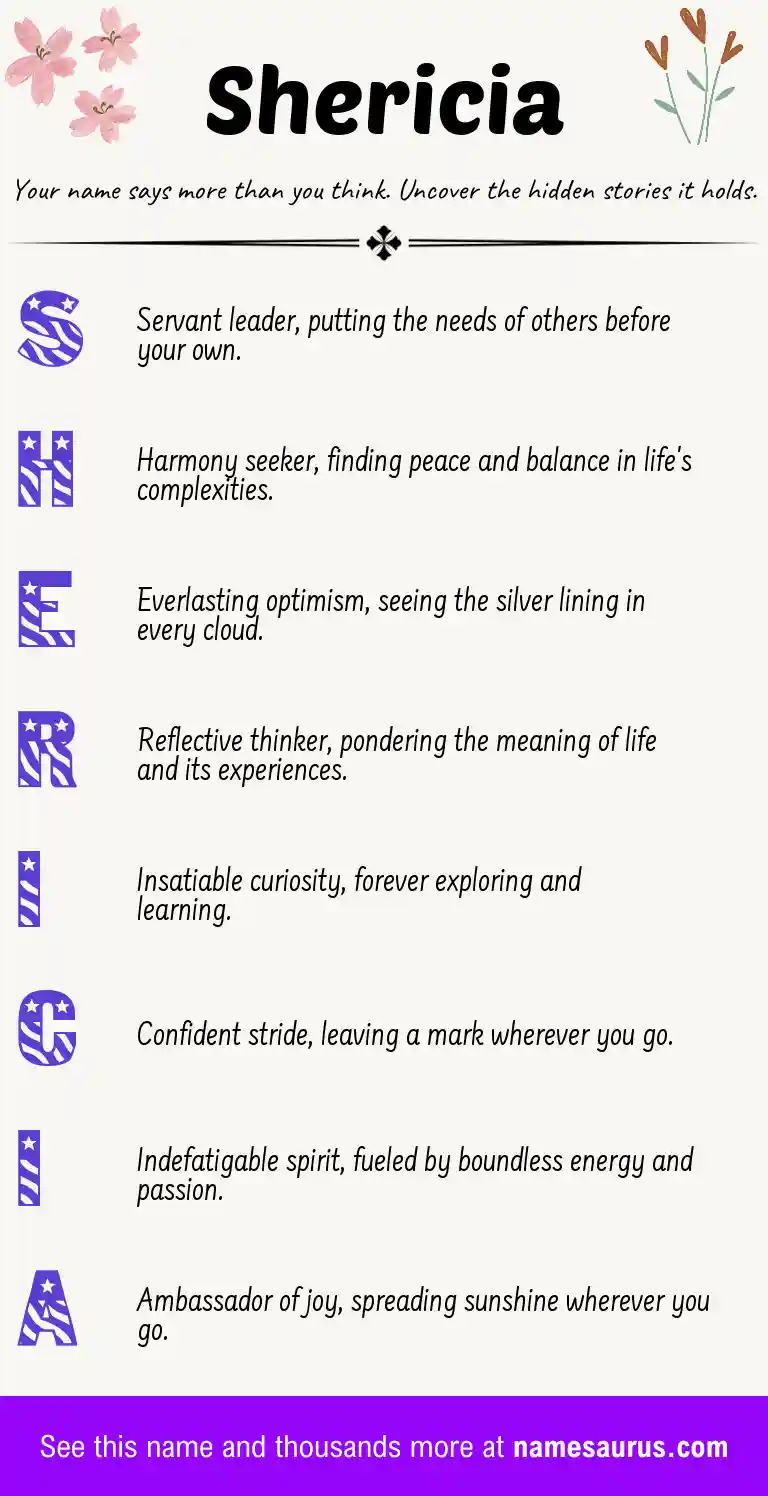 Acrostic poem about Shericia.