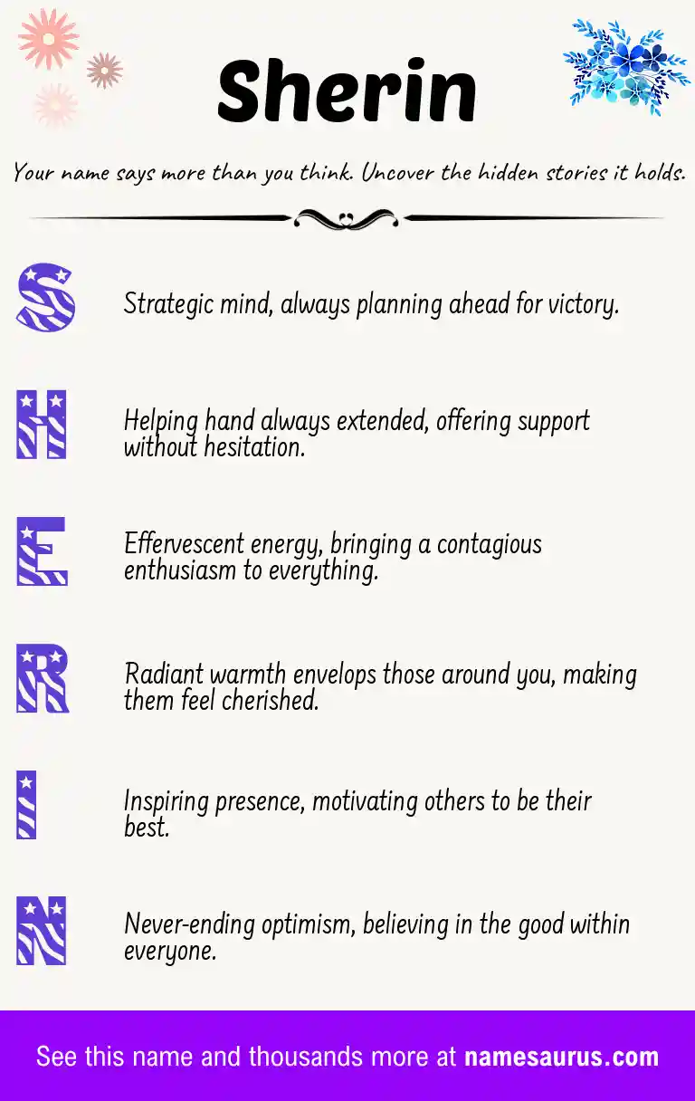 Acrostic poem about Sherin.
