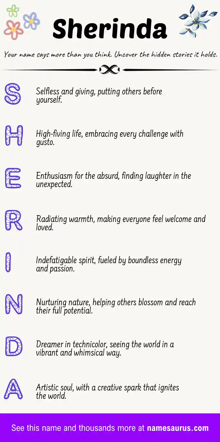 Acrostic poem about Sherinda.