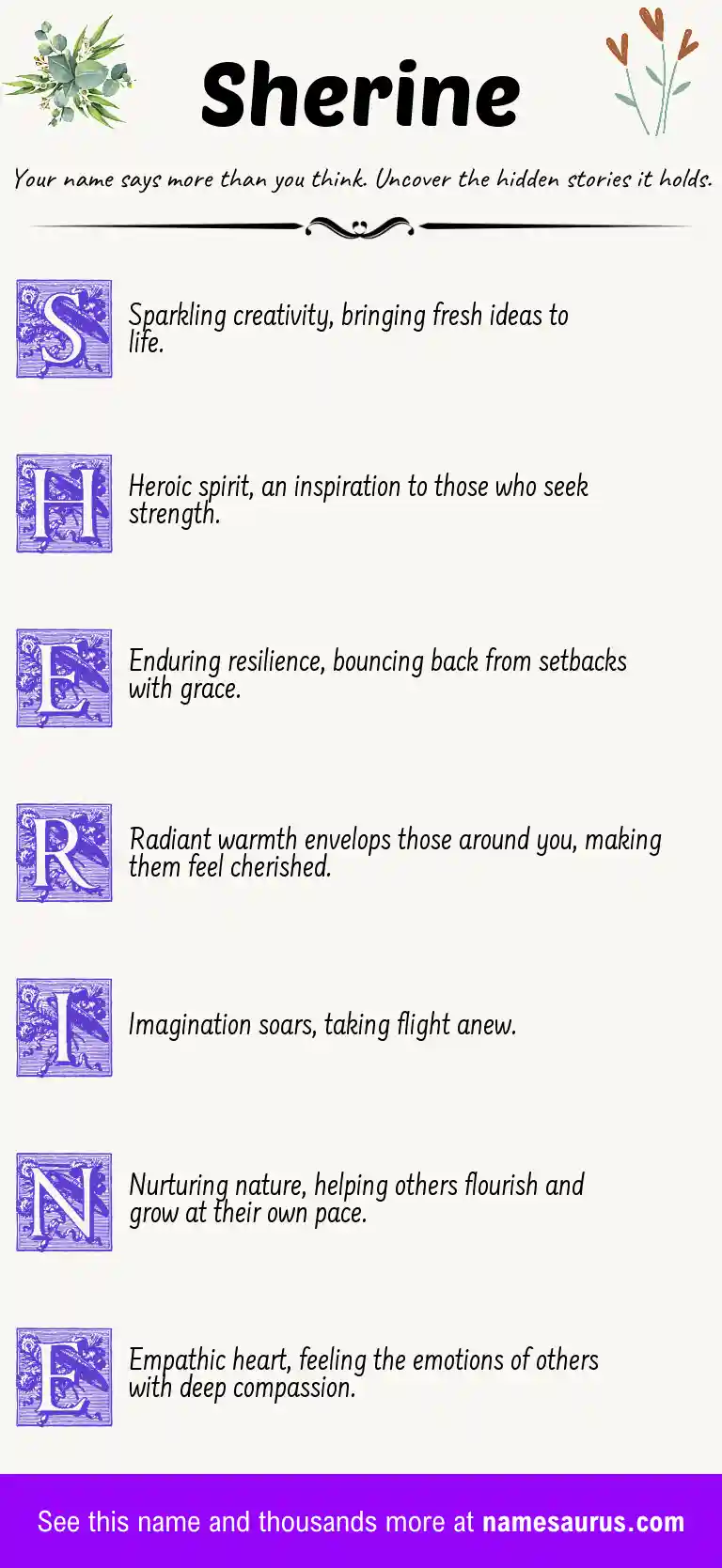Acrostic poem about Sherine.