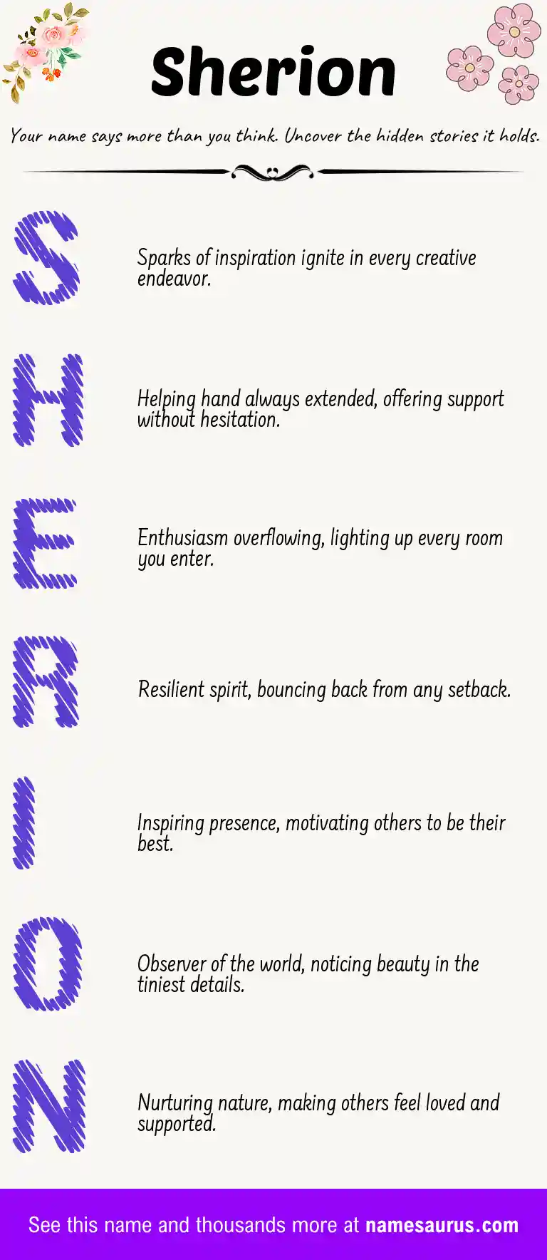 Acrostic poem about Sherion.