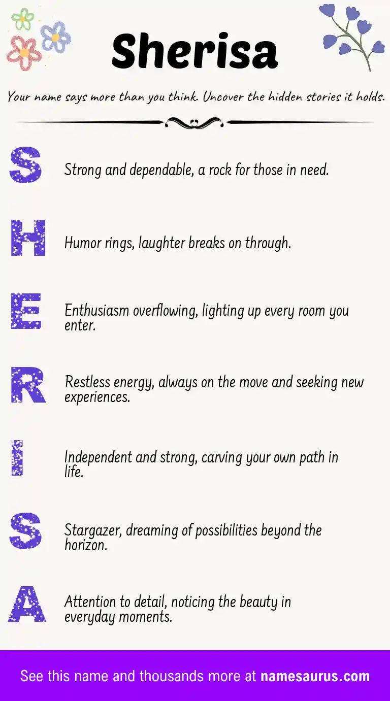Acrostic poem about Sherisa.