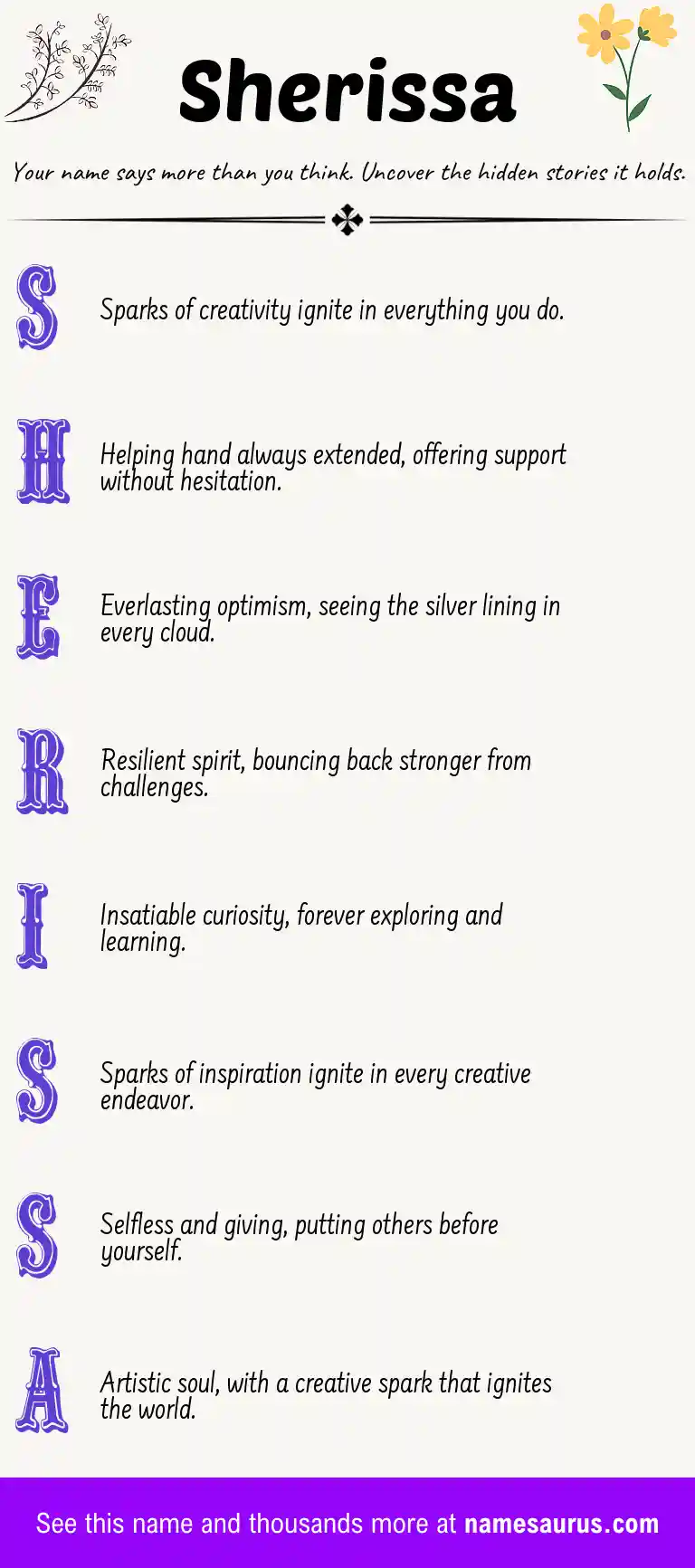 Acrostic poem about Sherissa.