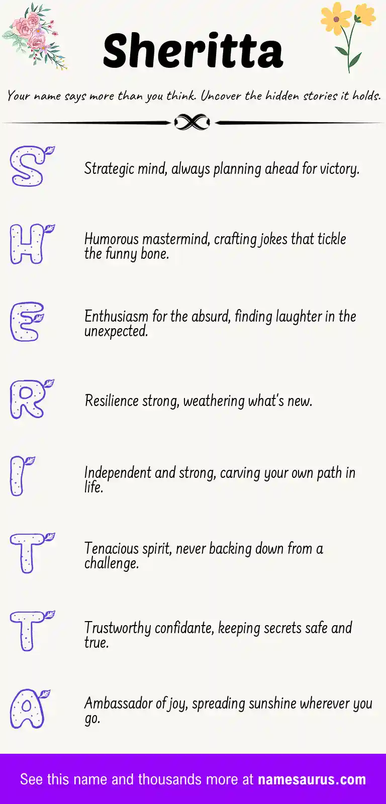 Acrostic poem about Sheritta.