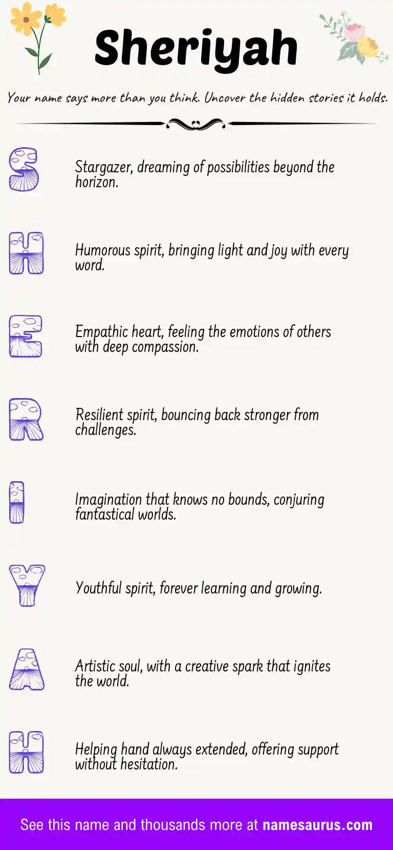 Acrostic poem about Sheriyah.