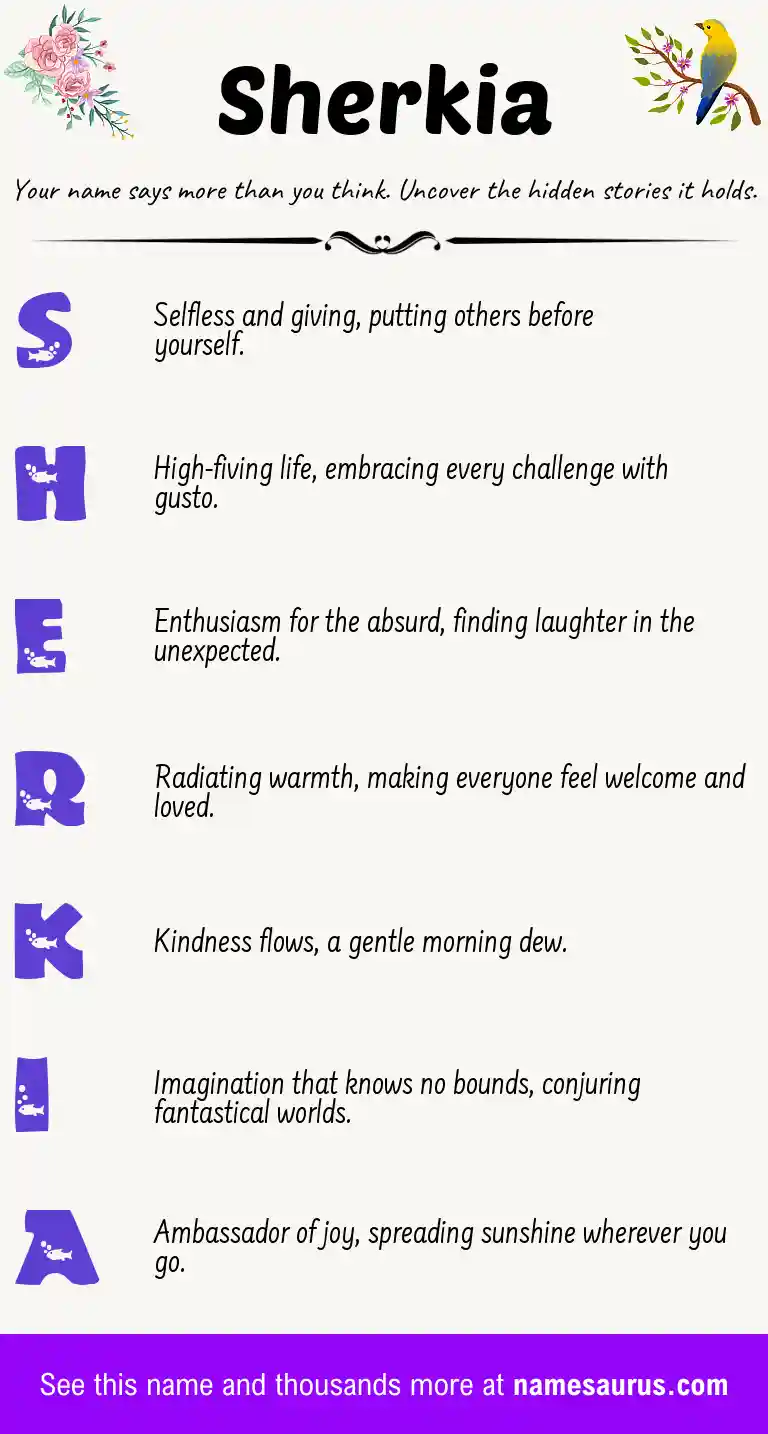 Acrostic poem about Sherkia.