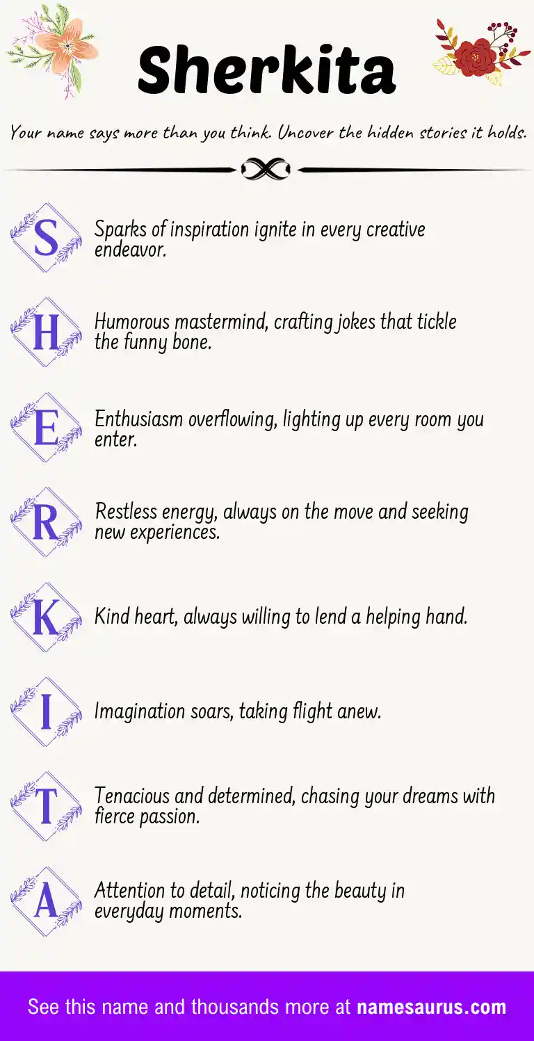 Acrostic poem about Sherkita.