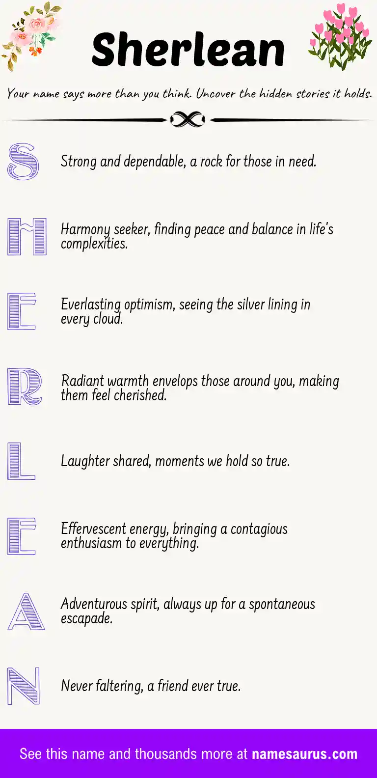 Acrostic poem about Sherlean.