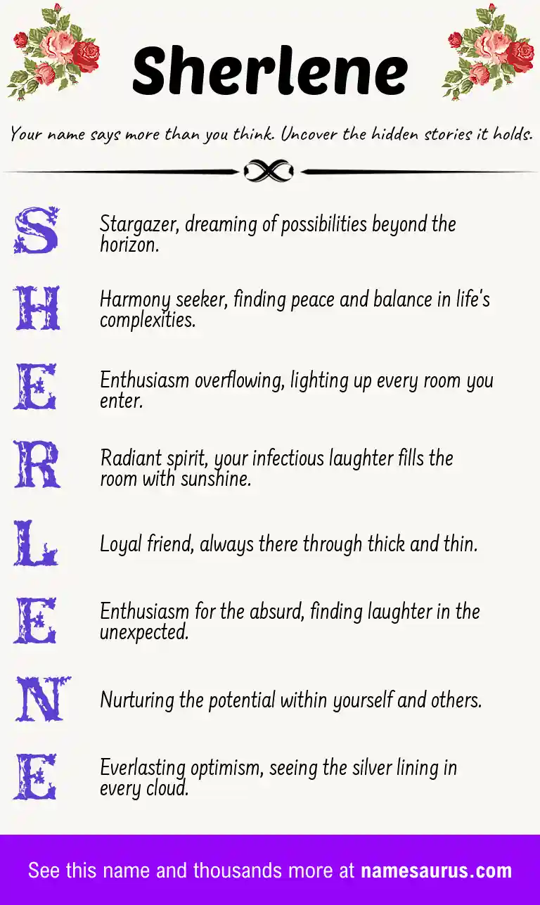 Acrostic poem about Sherlene.