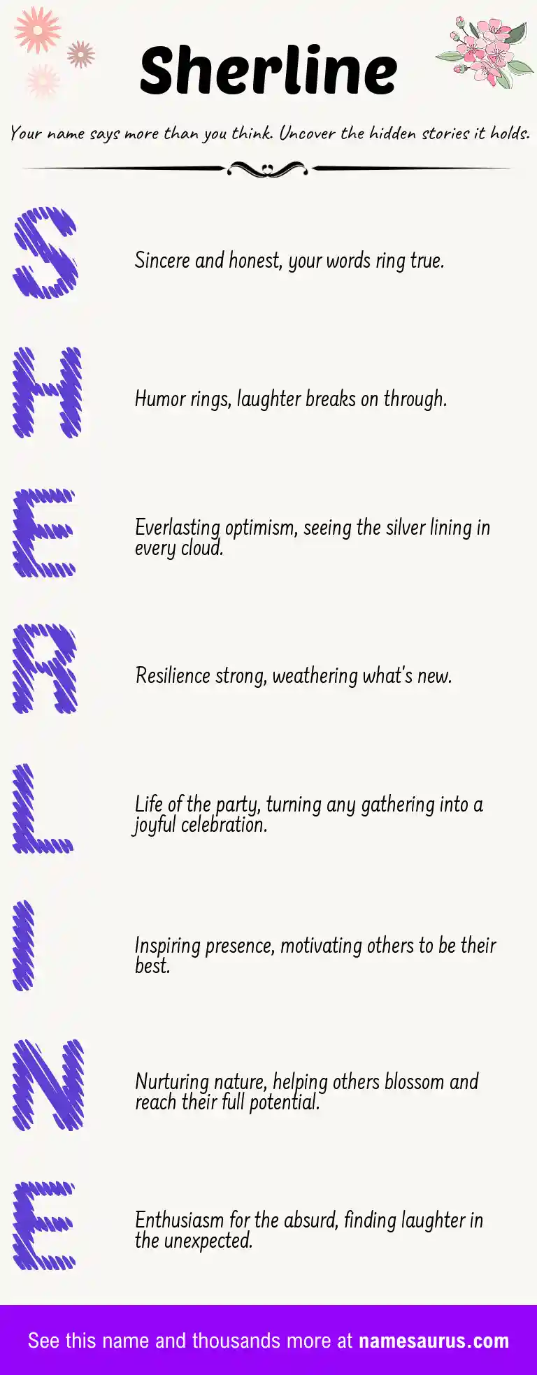 Acrostic poem about Sherline.