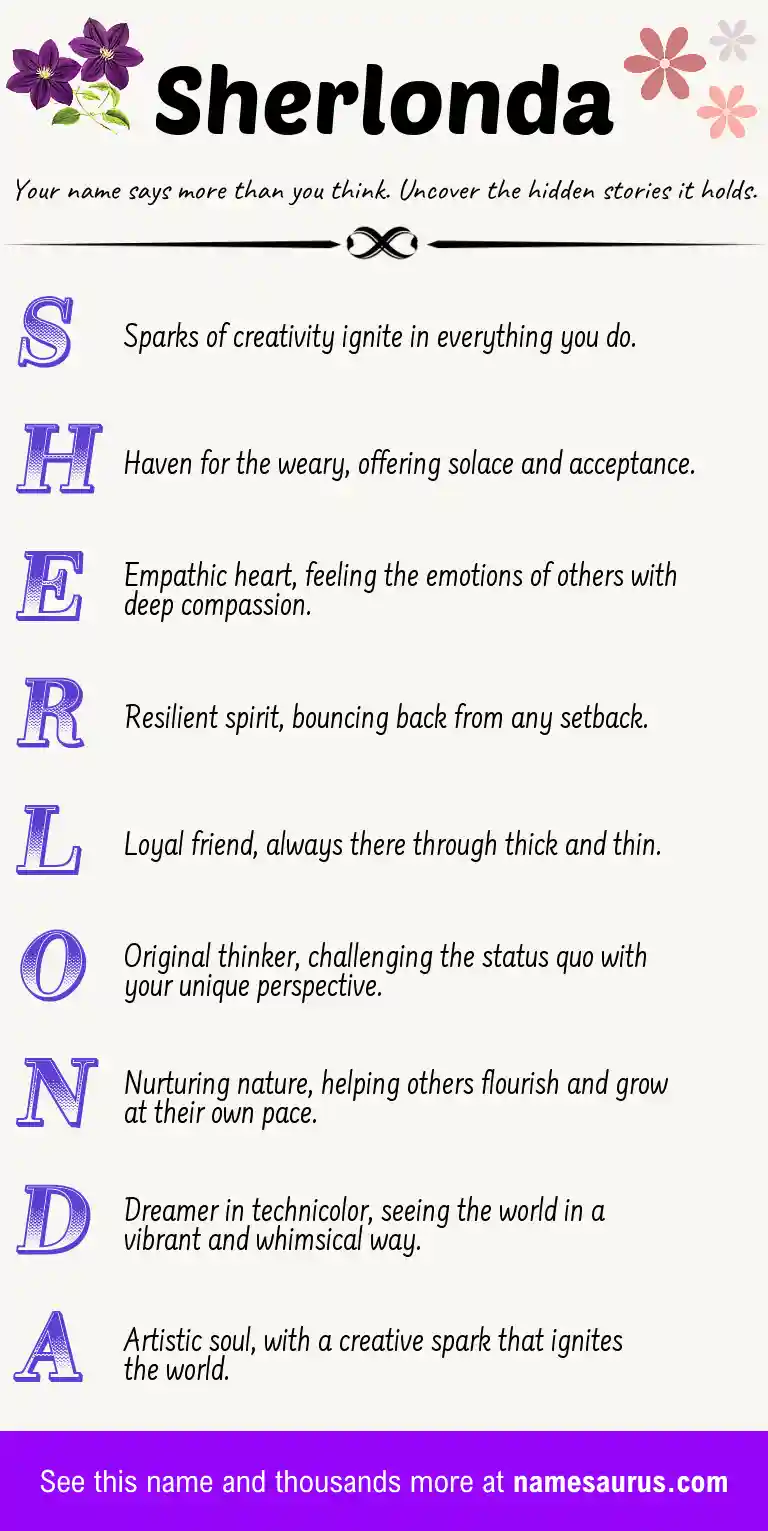 Acrostic poem about Sherlonda.