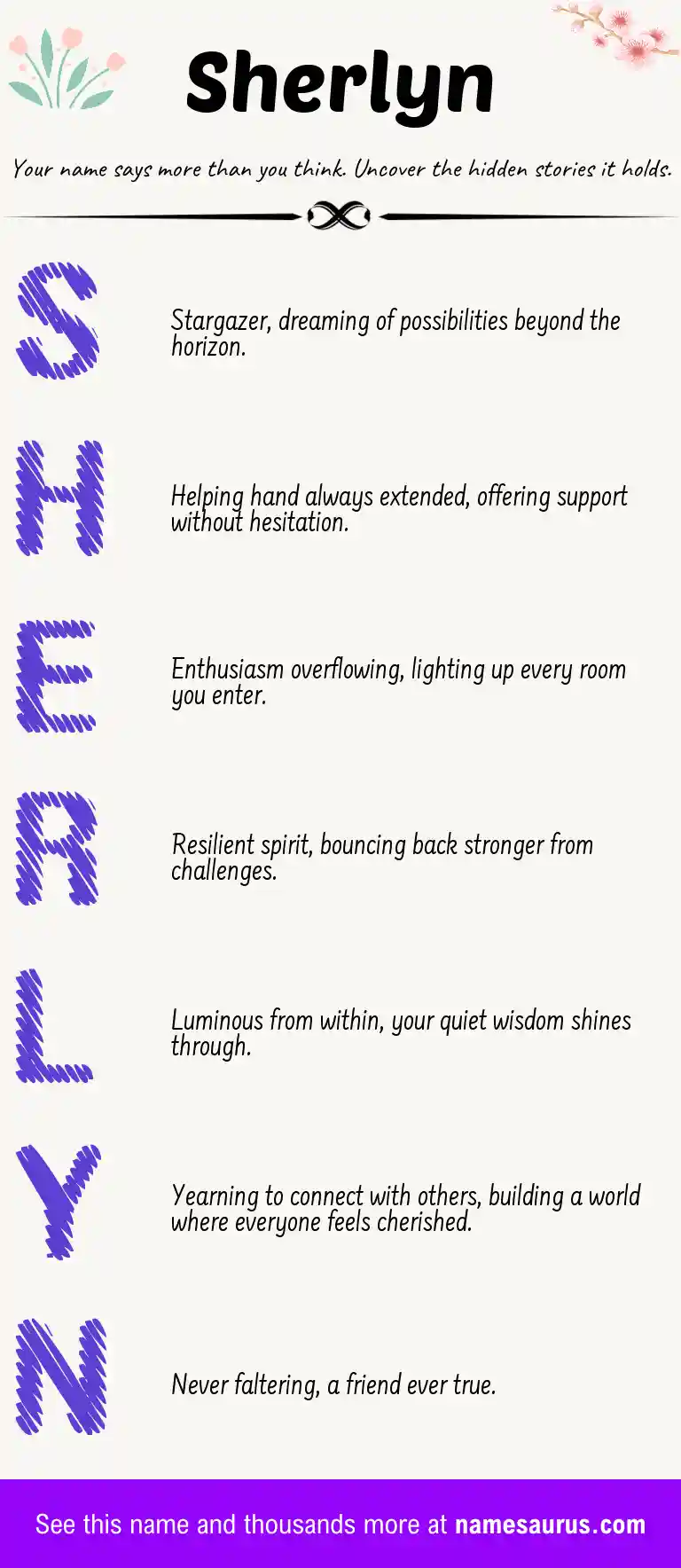 Acrostic poem about Sherlyn.