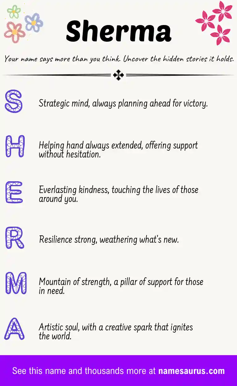 Acrostic poem about Sherma.