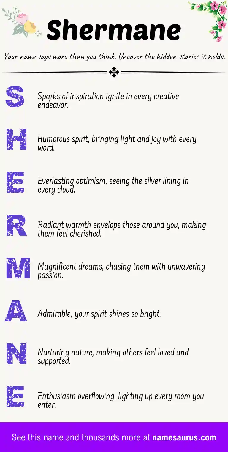 Acrostic poem about Shermane.