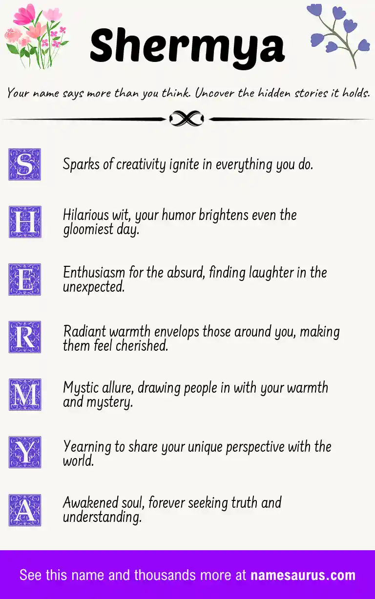 Acrostic poem about Shermya.