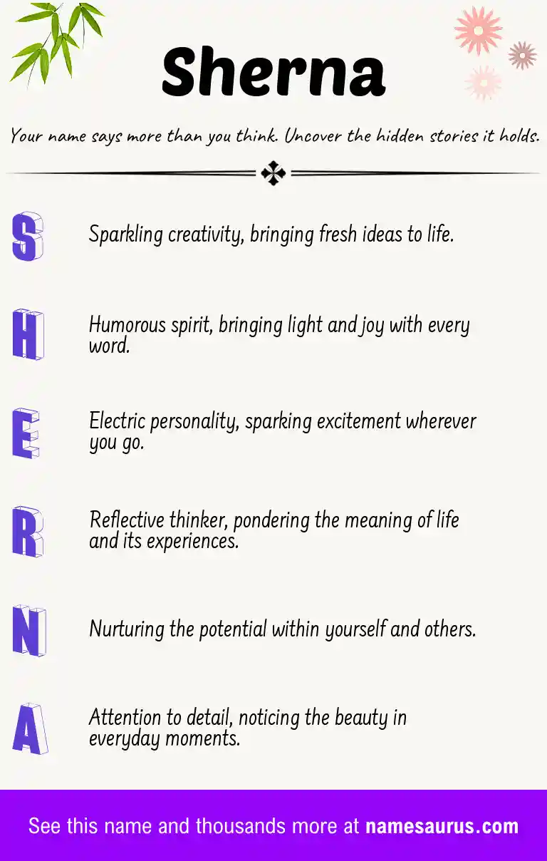Acrostic poem about Sherna.