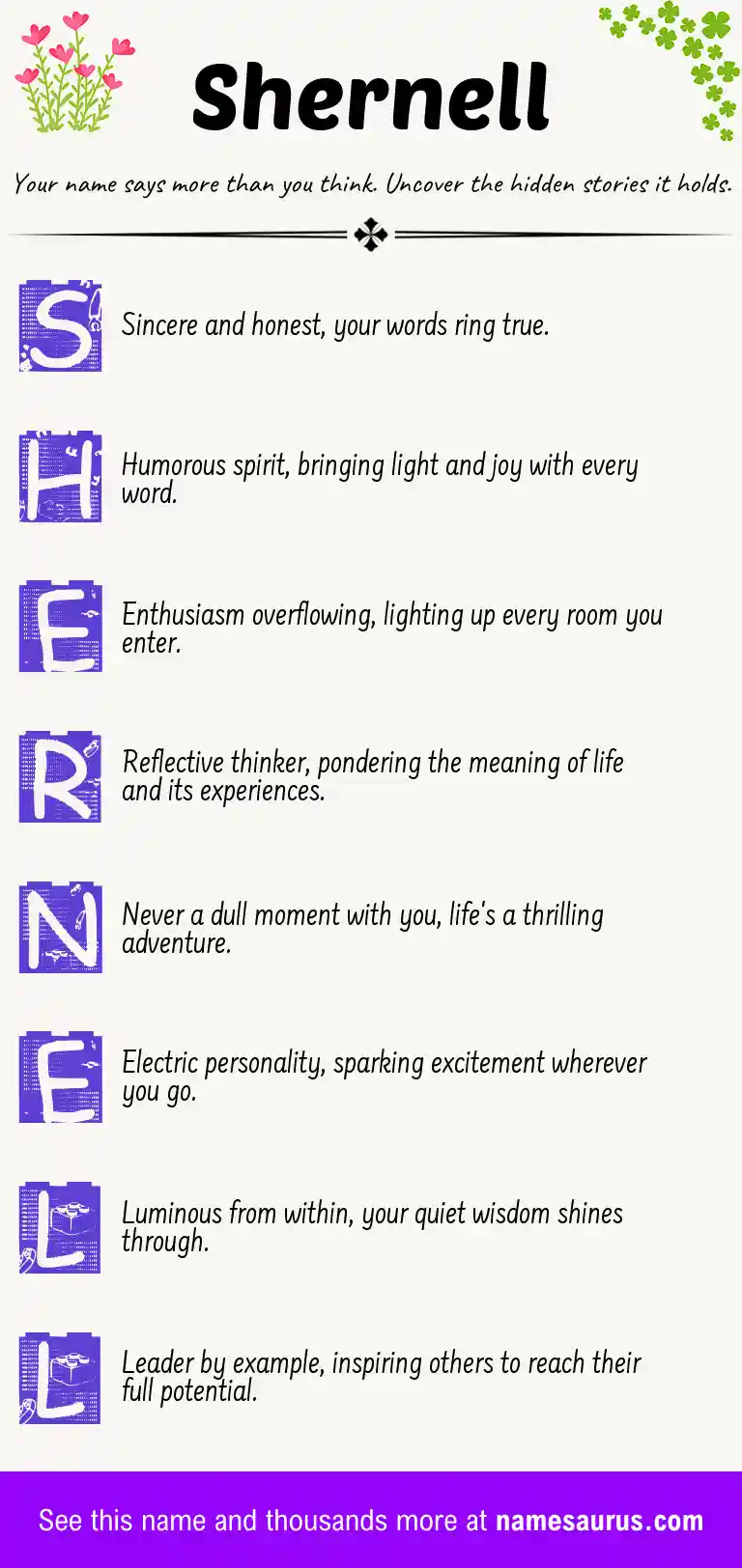 Acrostic poem about Shernell.