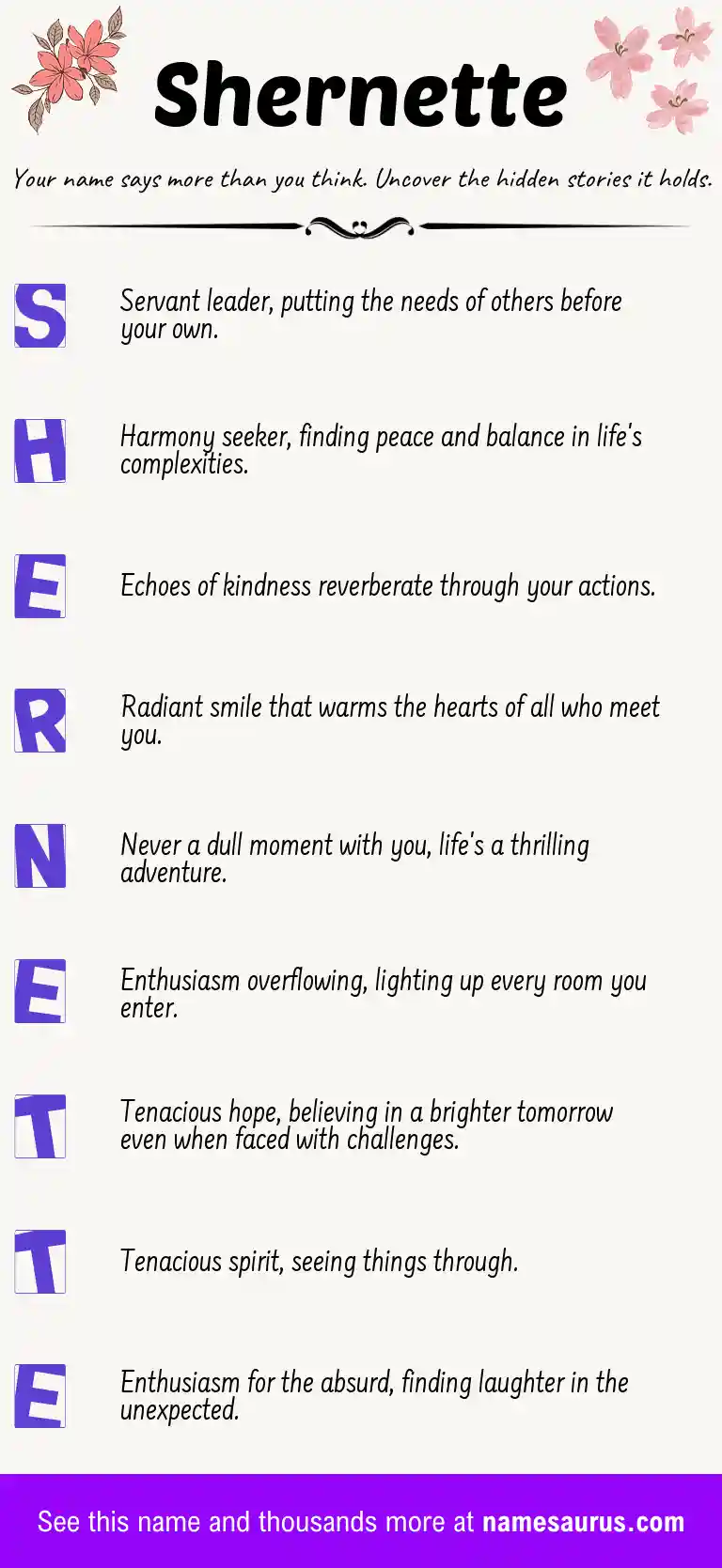 Acrostic poem about Shernette.