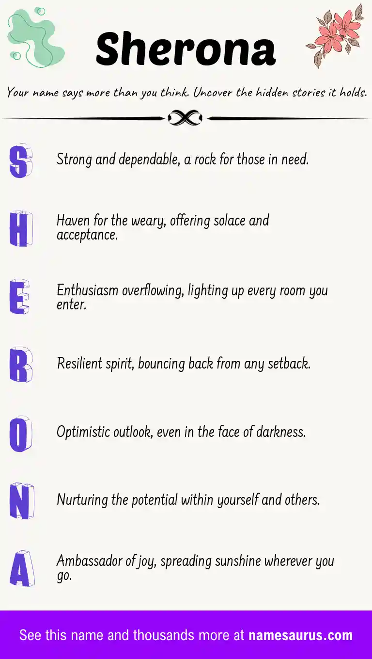 Acrostic poem about Sherona.