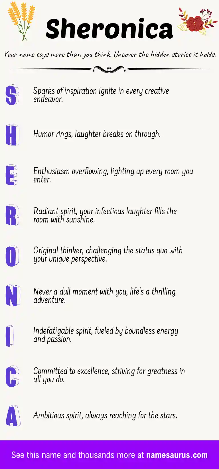 Acrostic poem about Sheronica.
