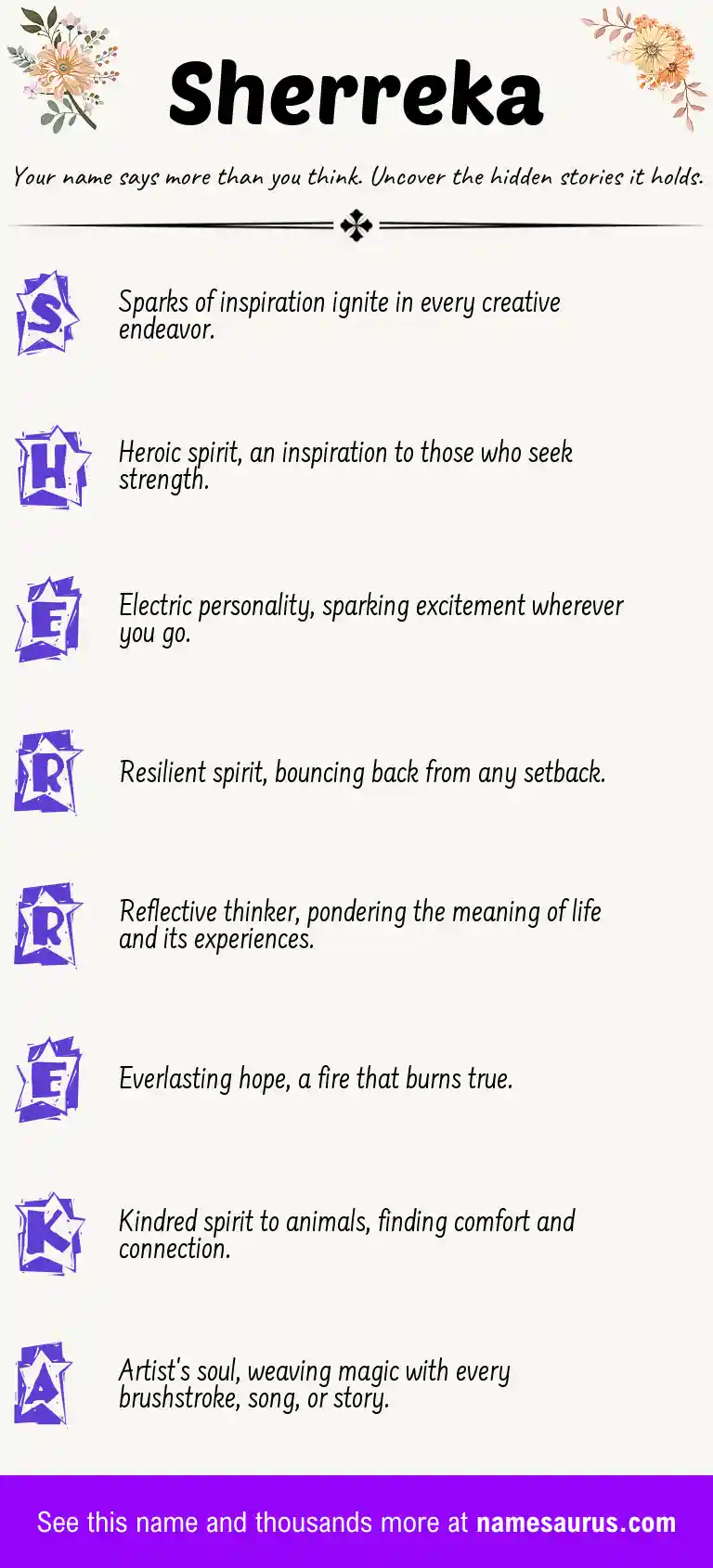 Acrostic poem about Sherreka.