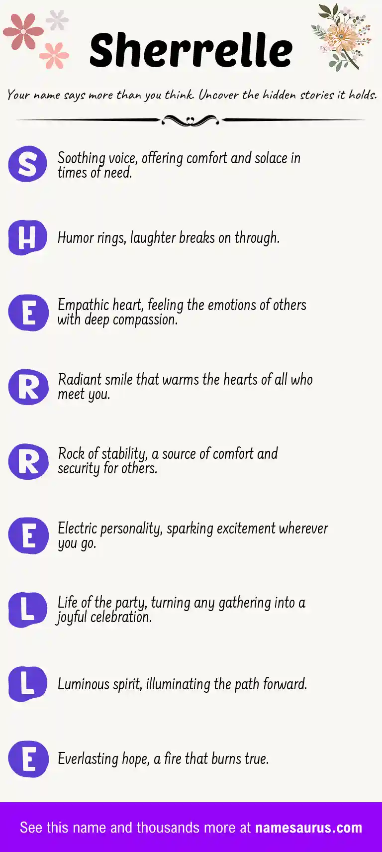 Acrostic poem about Sherrelle.