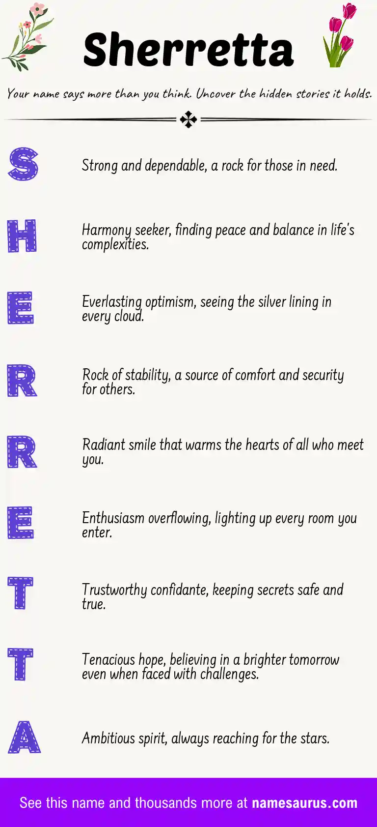 Acrostic poem about Sherretta.