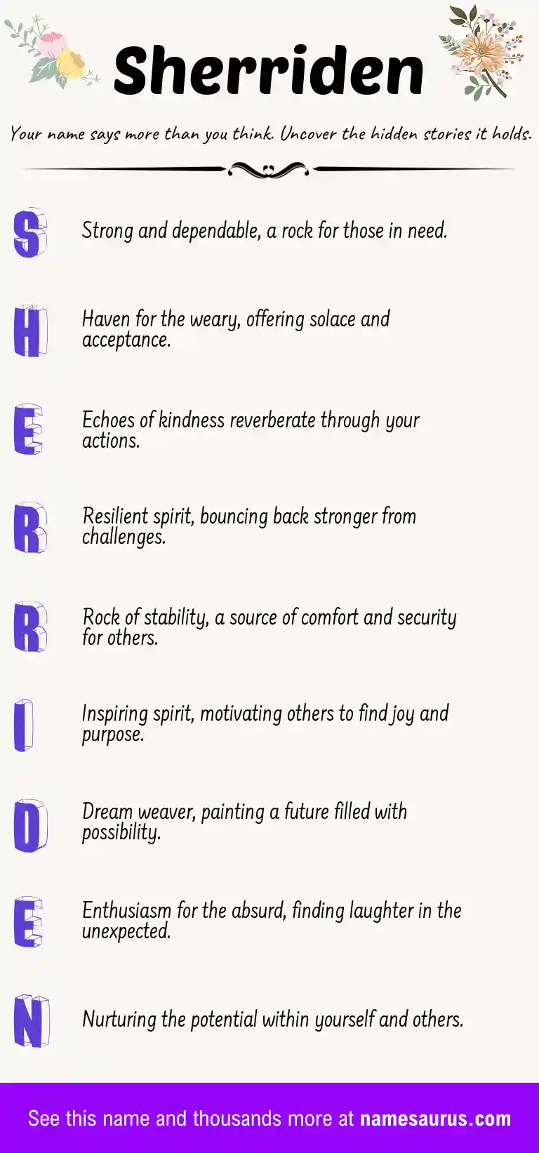 Acrostic poem about Sherriden.