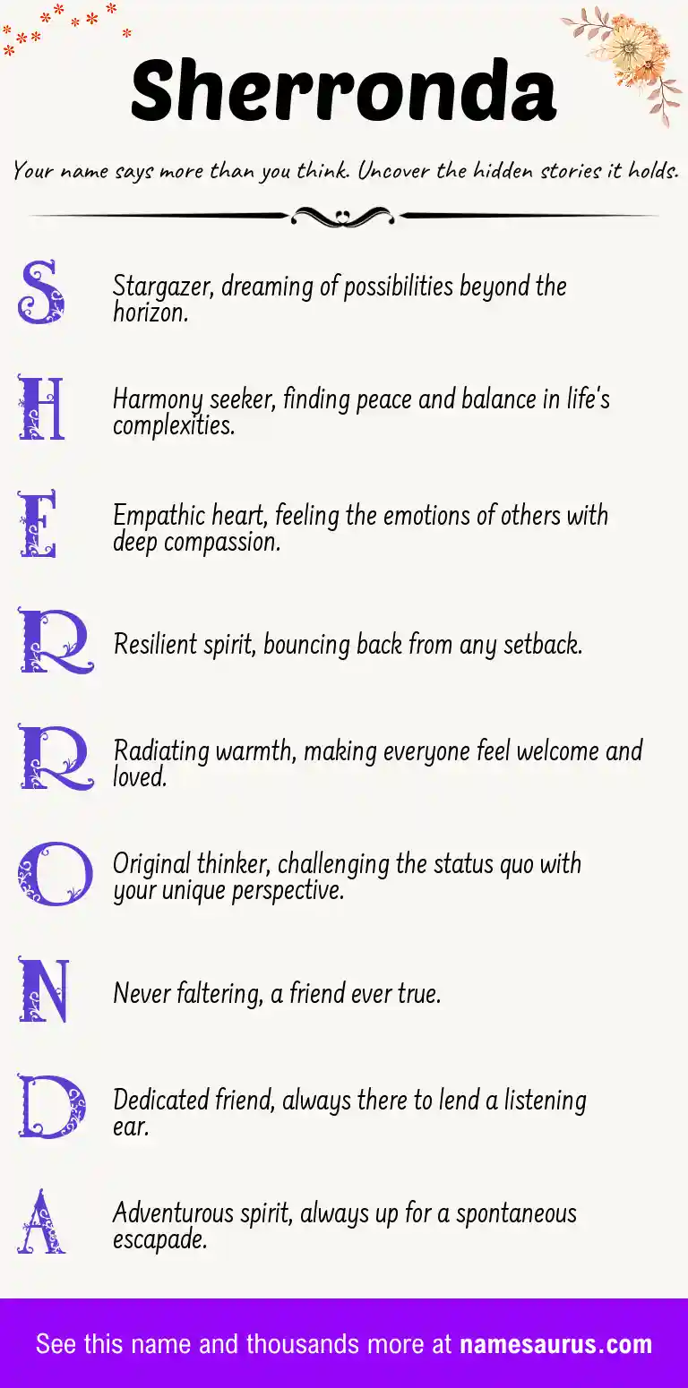 Acrostic poem about Sherronda.