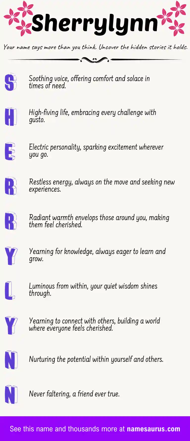 Acrostic poem about Sherrylynn.