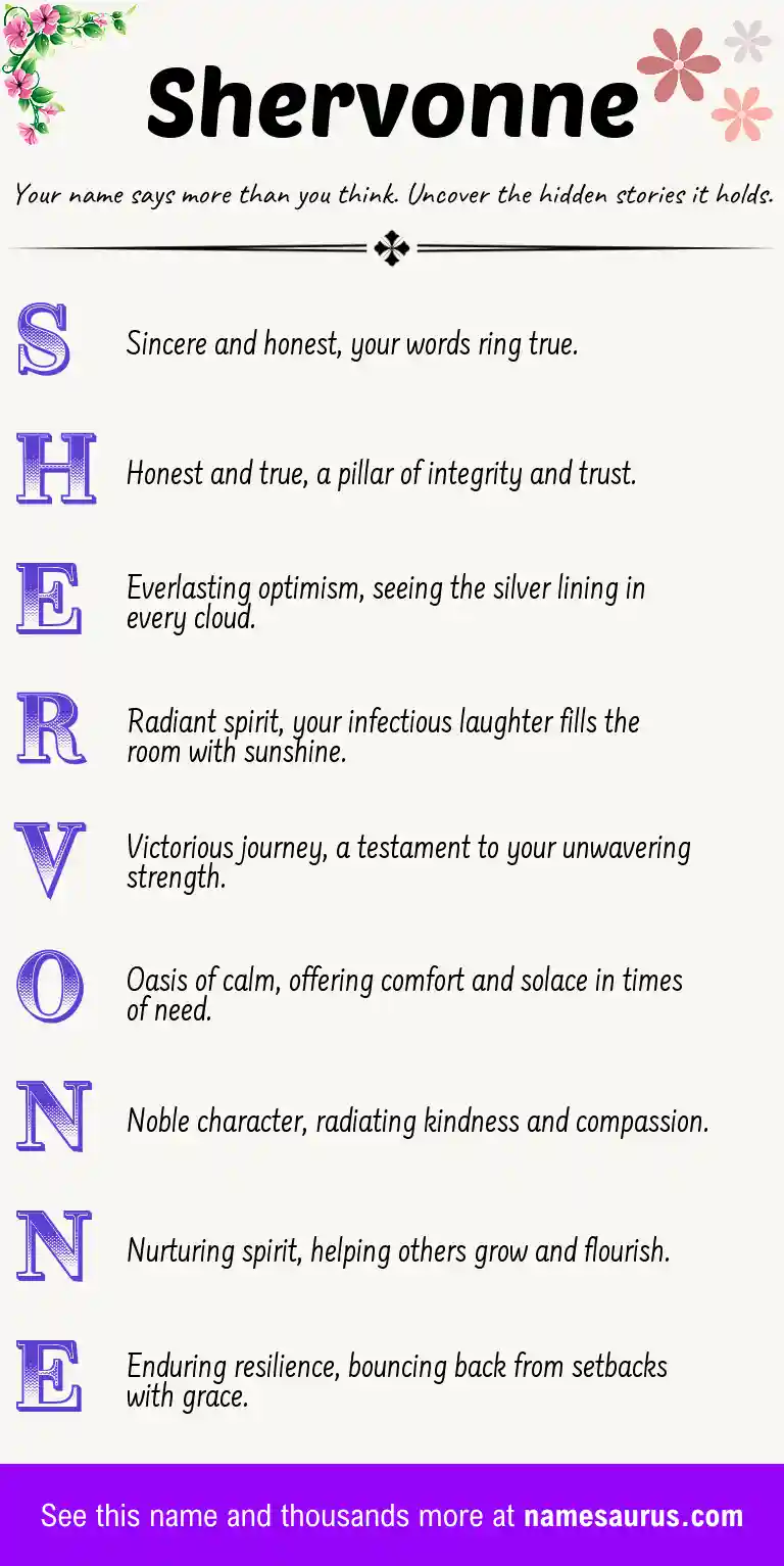 Acrostic poem about Shervonne.