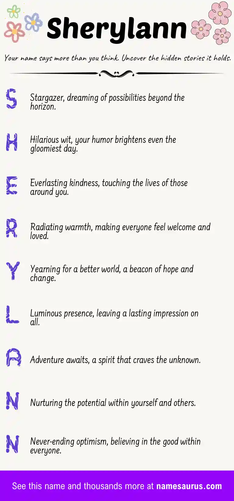 Acrostic poem about Sherylann.