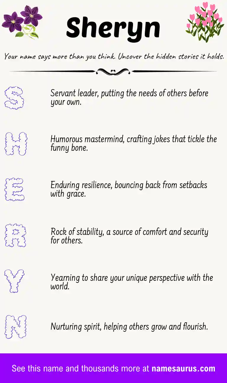 Acrostic poem about Sheryn.