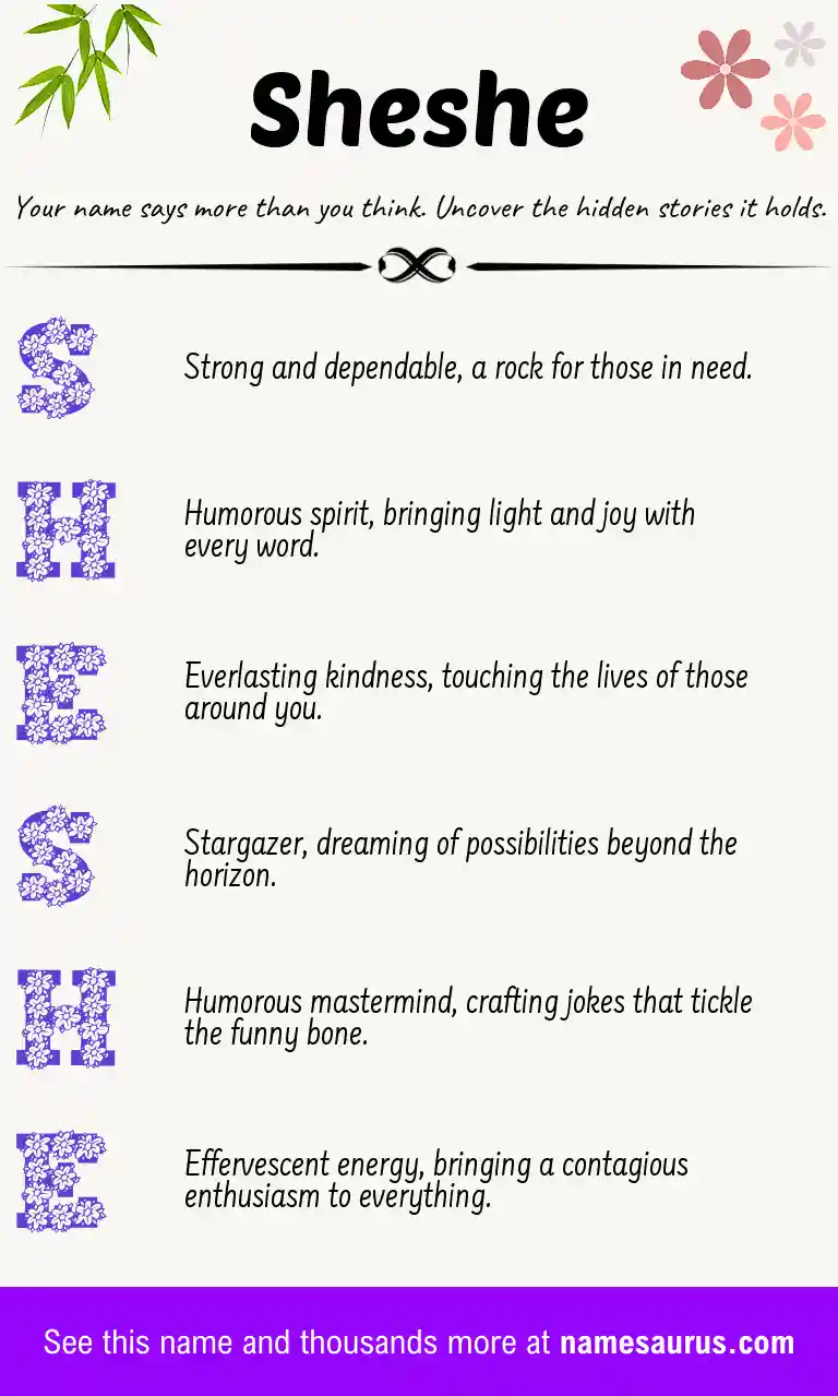 Acrostic poem about Sheshe.