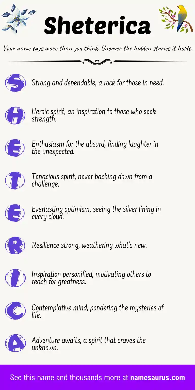 Acrostic poem about Sheterica.