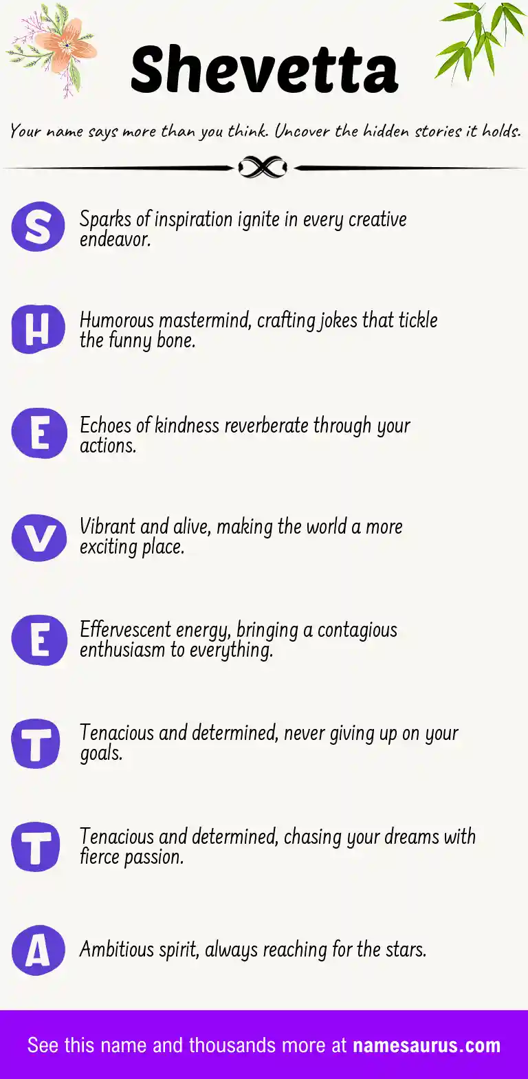 Acrostic poem about Shevetta.