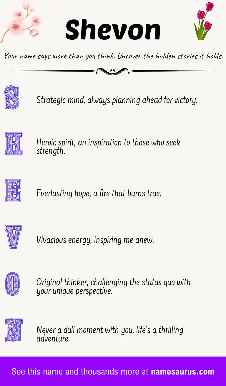 Acrostic poem about Shevon.