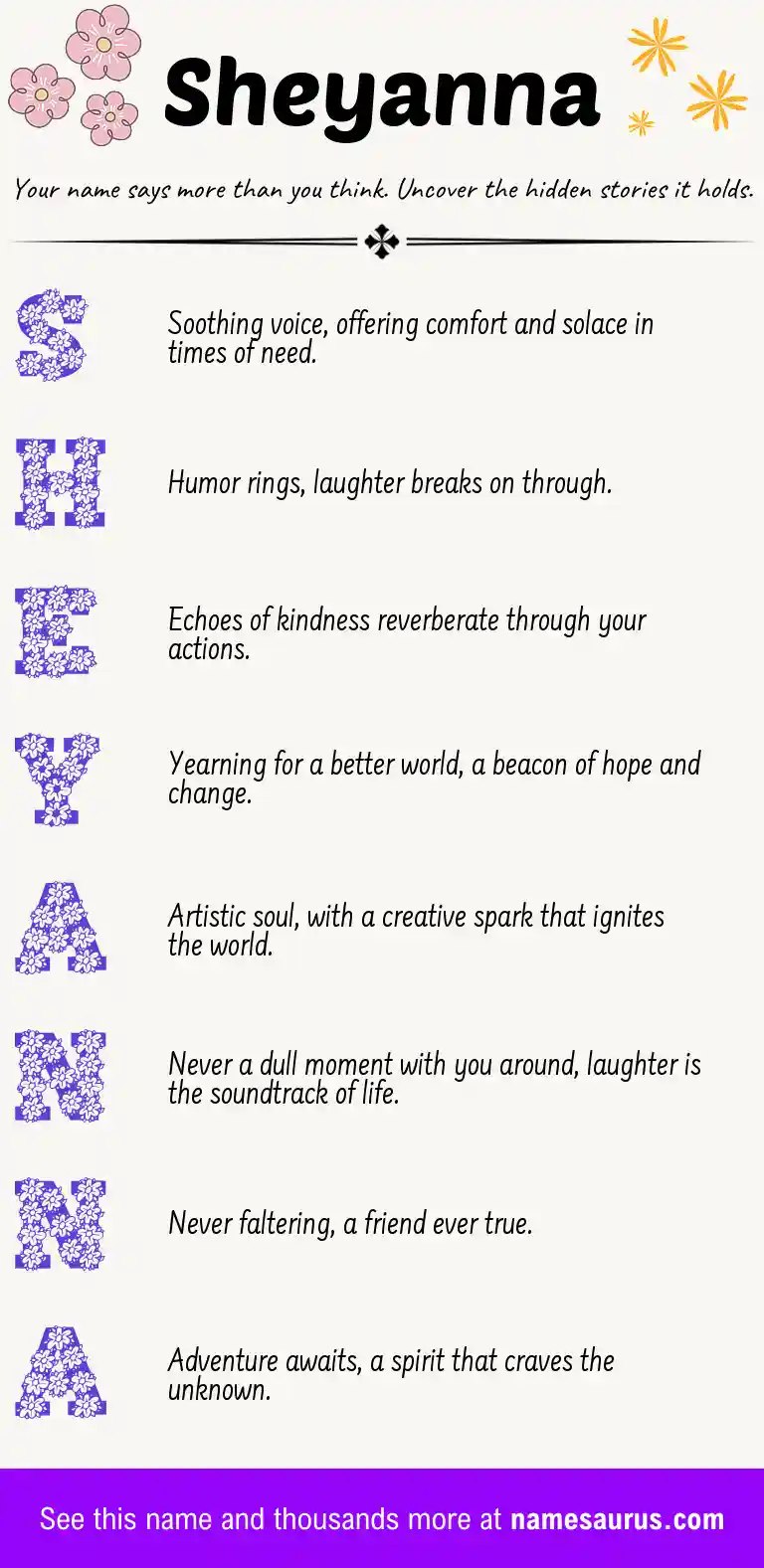 Acrostic poem about Sheyanna.