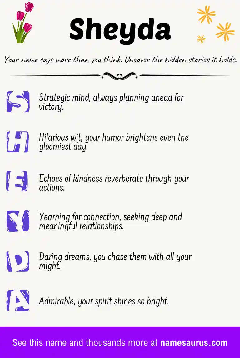 Acrostic poem about Sheyda.